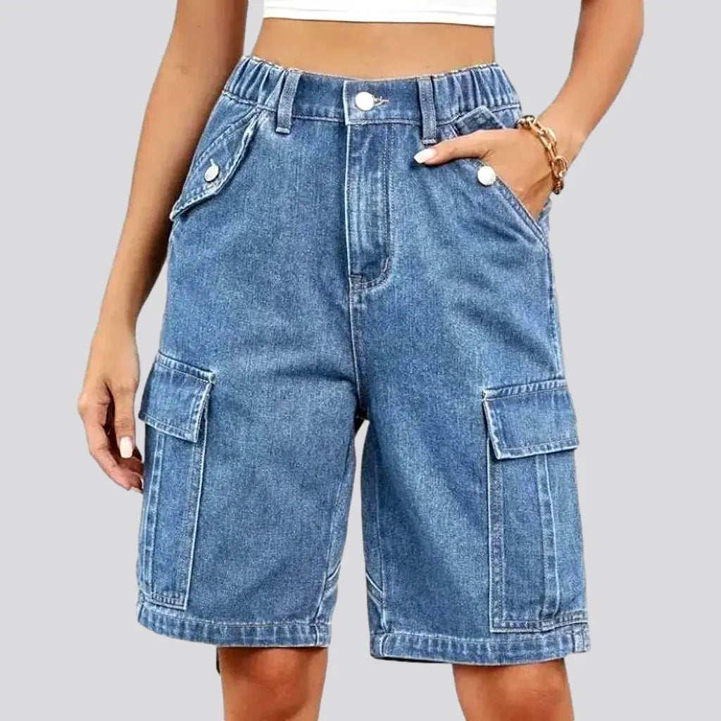 Knee-length high-waist denim shorts | Jeans4you.shop