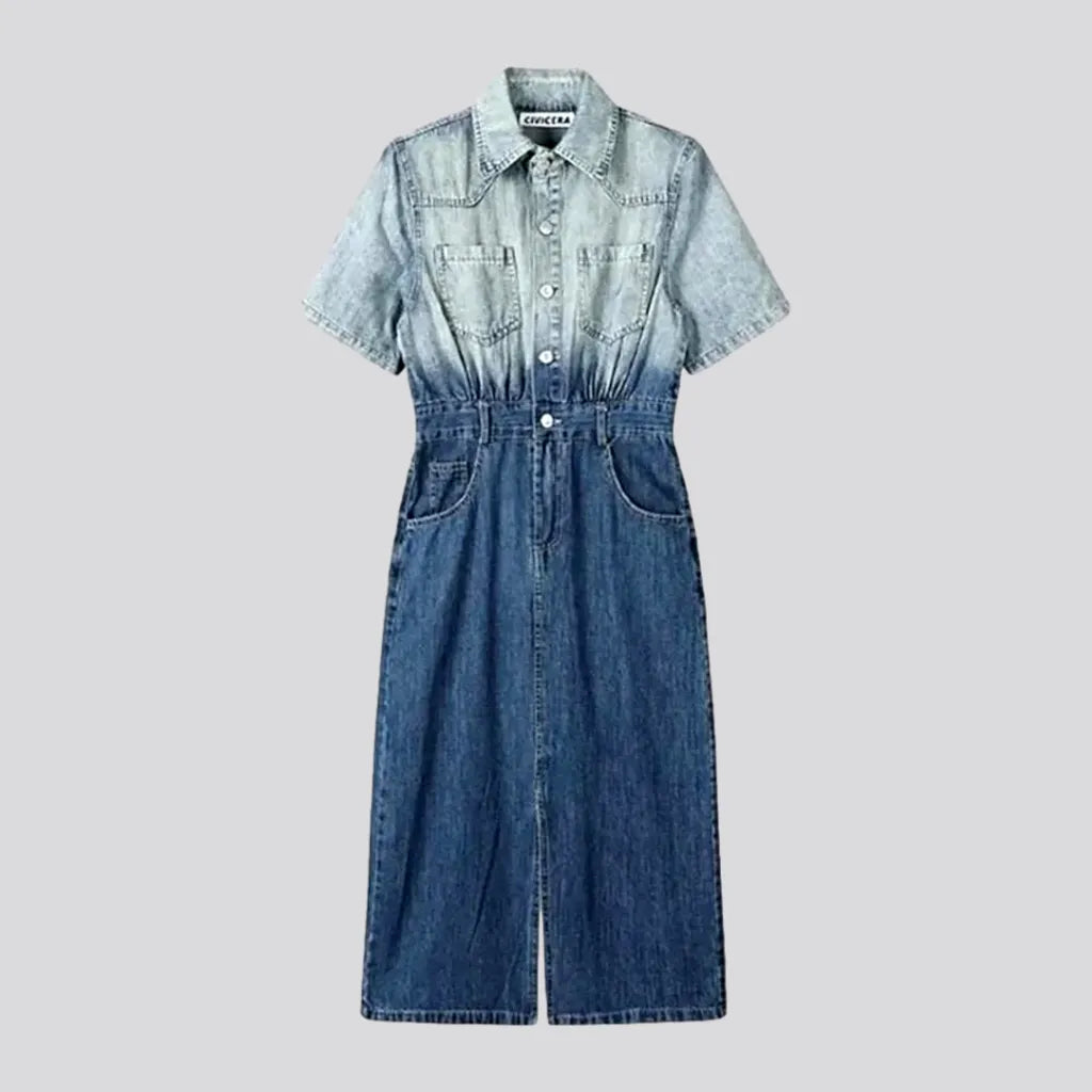 Long contrast denim dress
 for ladies | Jeans4you.shop