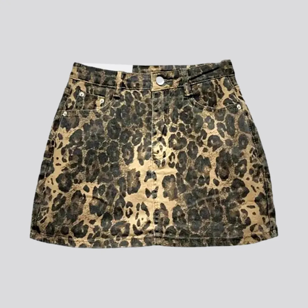 Mini leopard-print women's jean skort | Jeans4you.shop