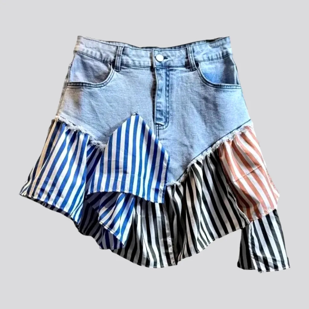 Mini mixed-fabrics women's jeans skirt | Jeans4you.shop