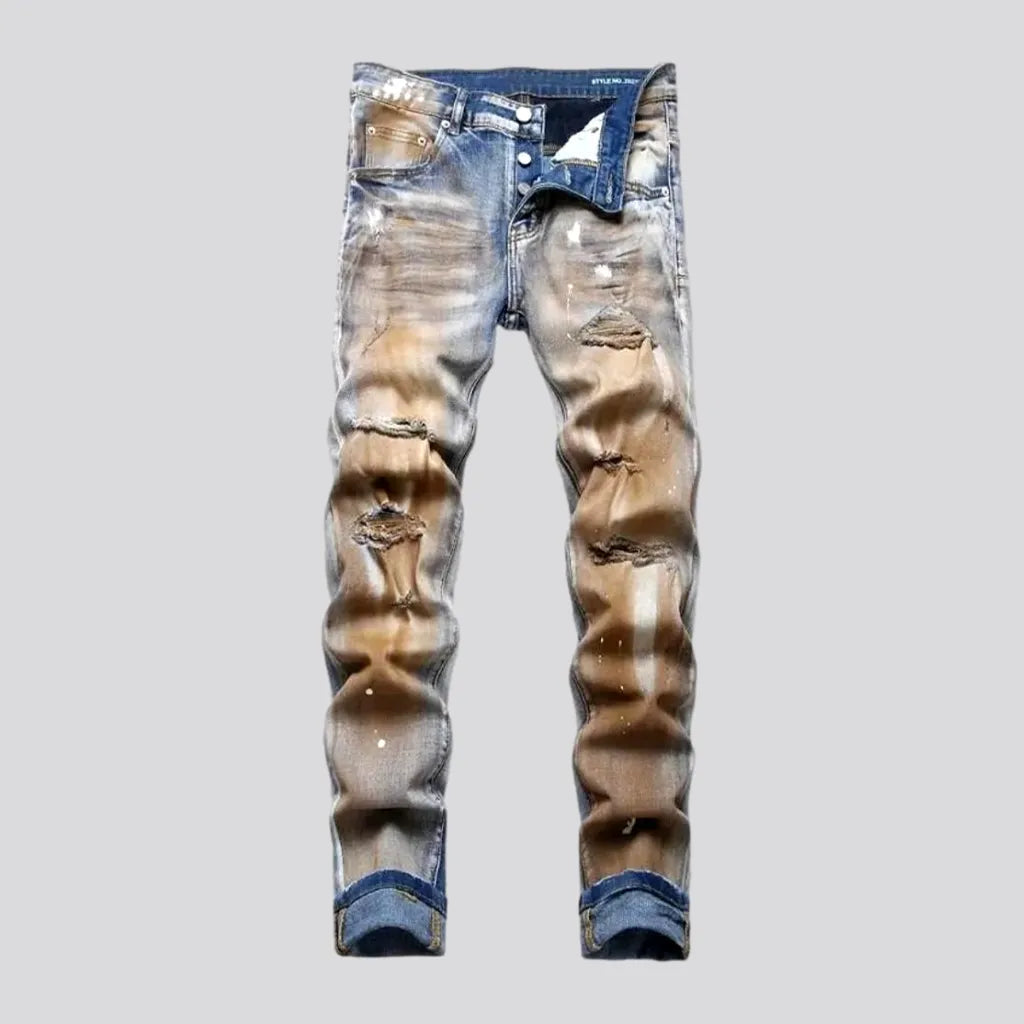 Painted brown-paint jeans
 for men | Jeans4you.shop