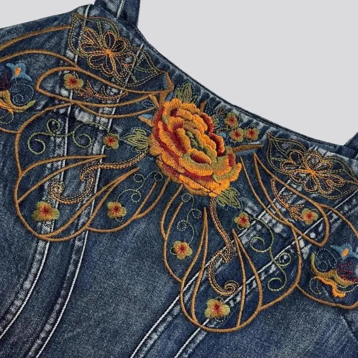 Vintage chinese-style jeans dress