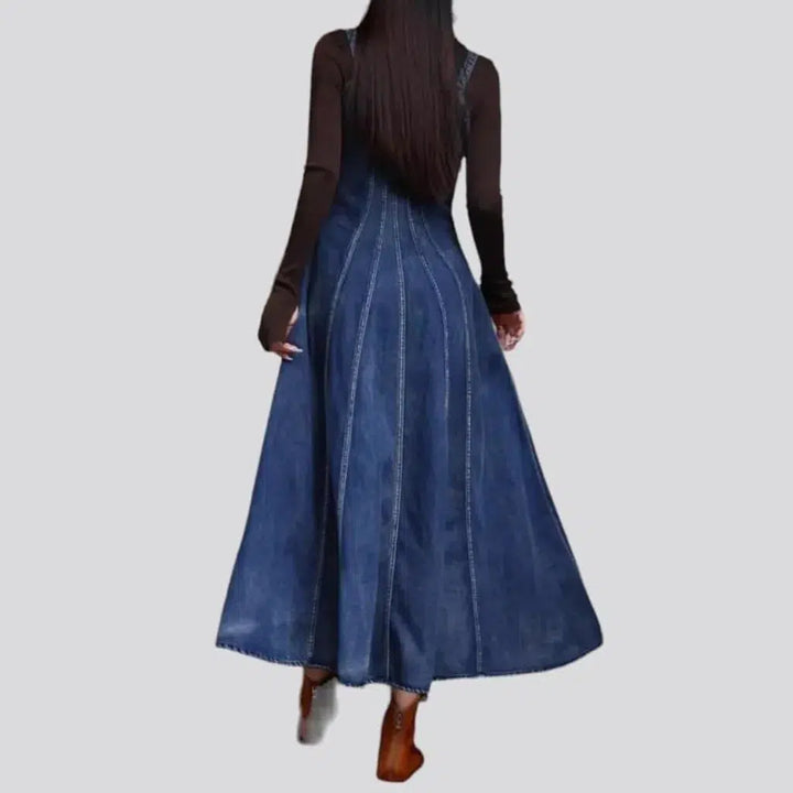 Ornamented long denim dress