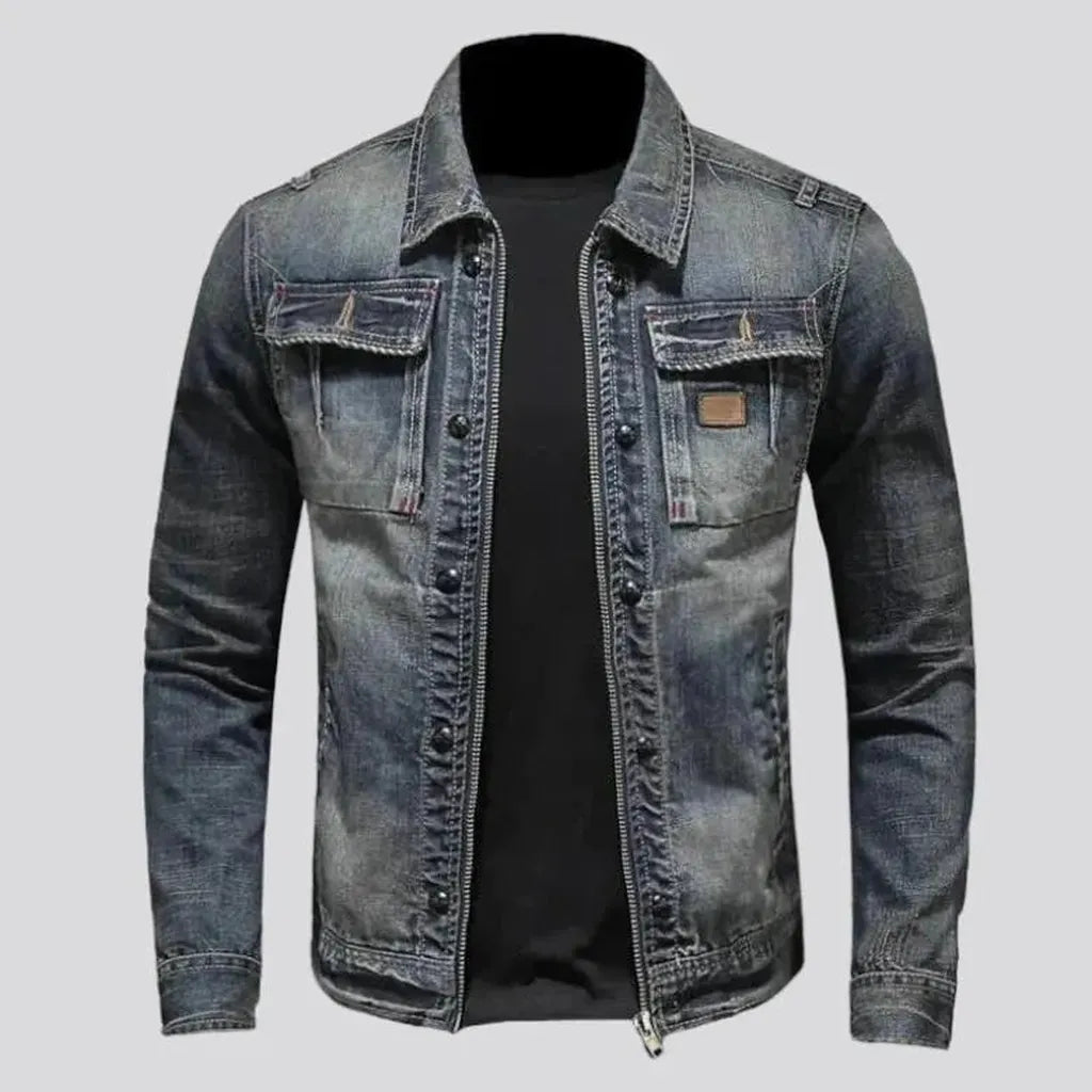 Sanded dark-wash jean jacket
 for men | Jeans4you.shop