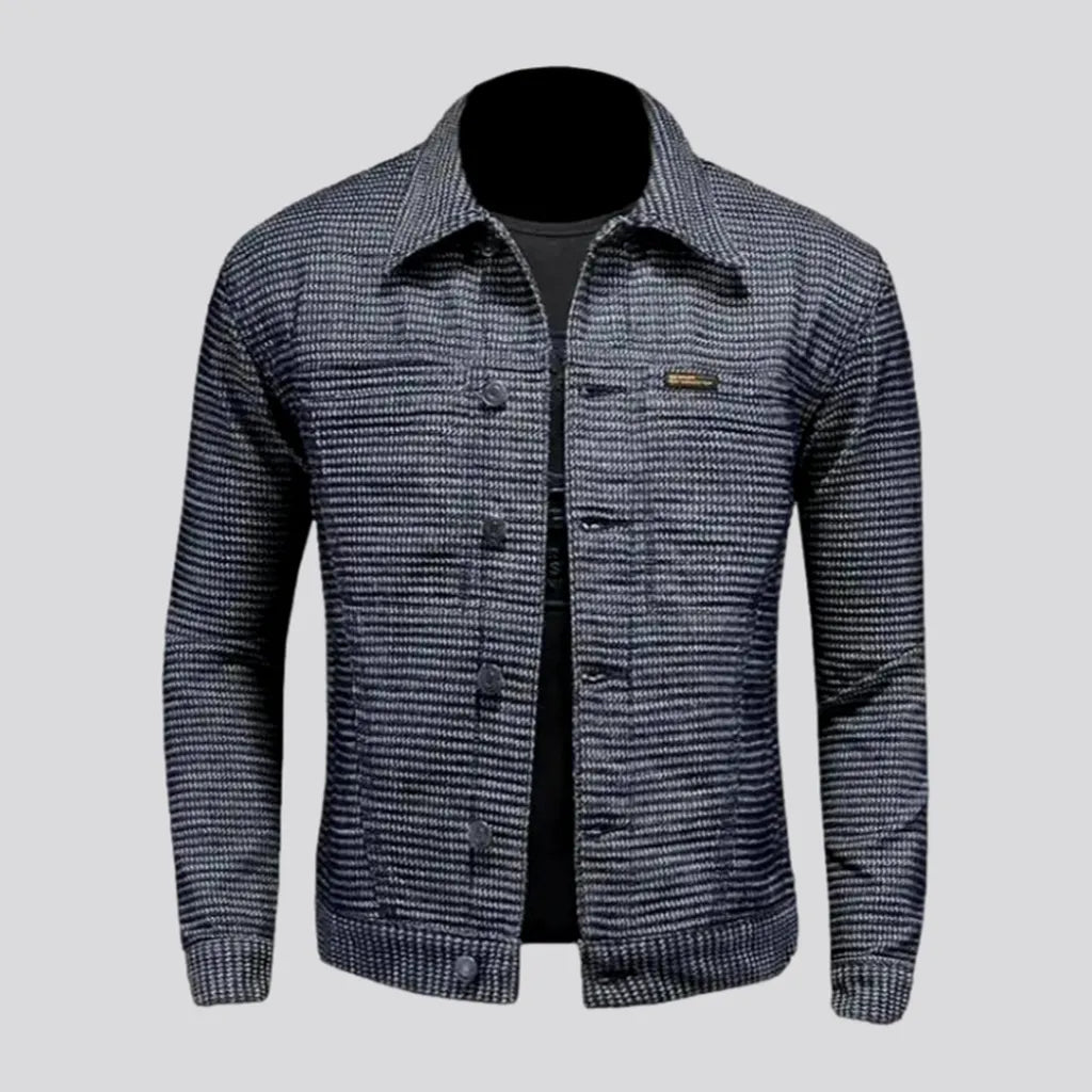 Slim ornament-print men's denim jacket | Jeans4you.shop