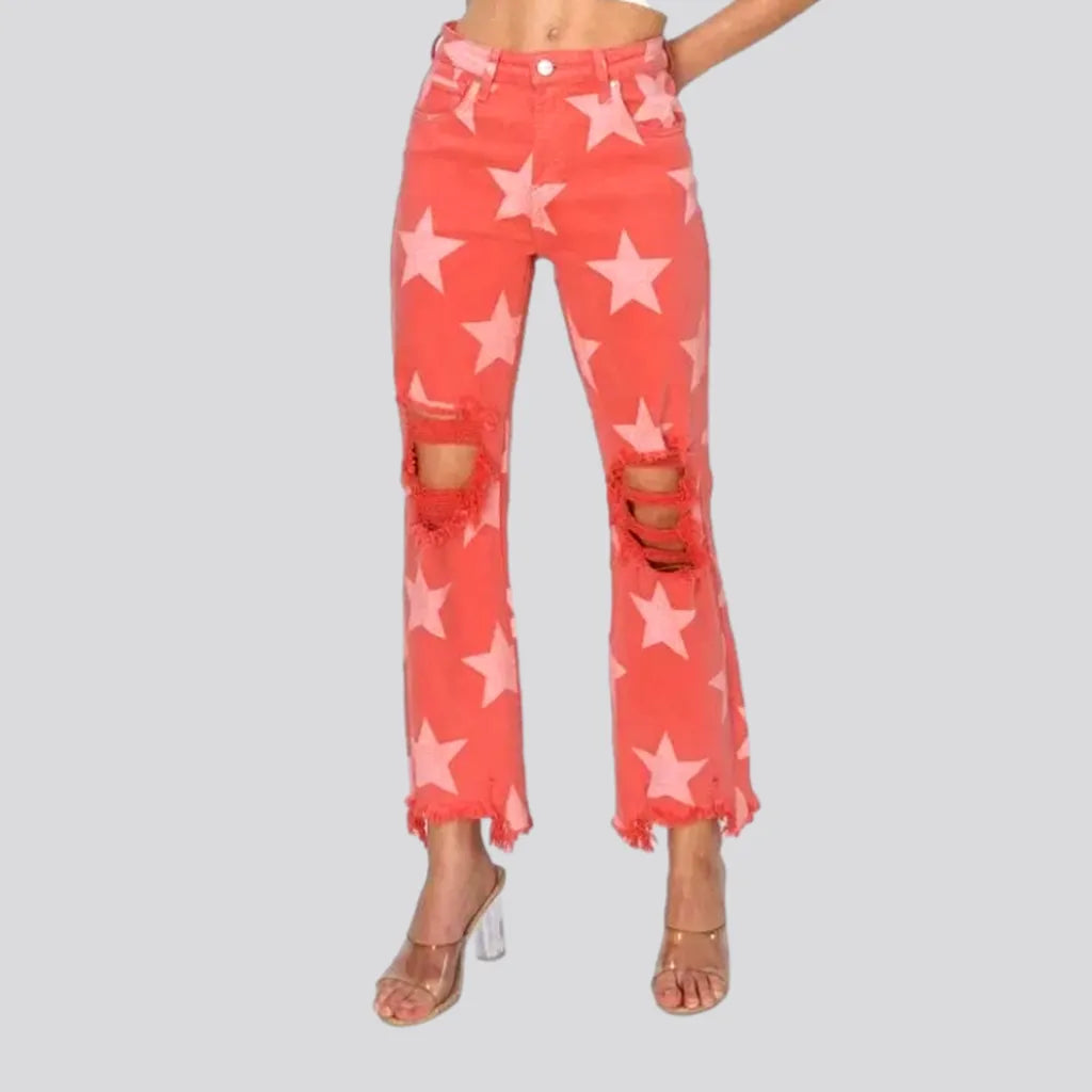Stars-print women's mid-waist jeans | Jeans4you.shop