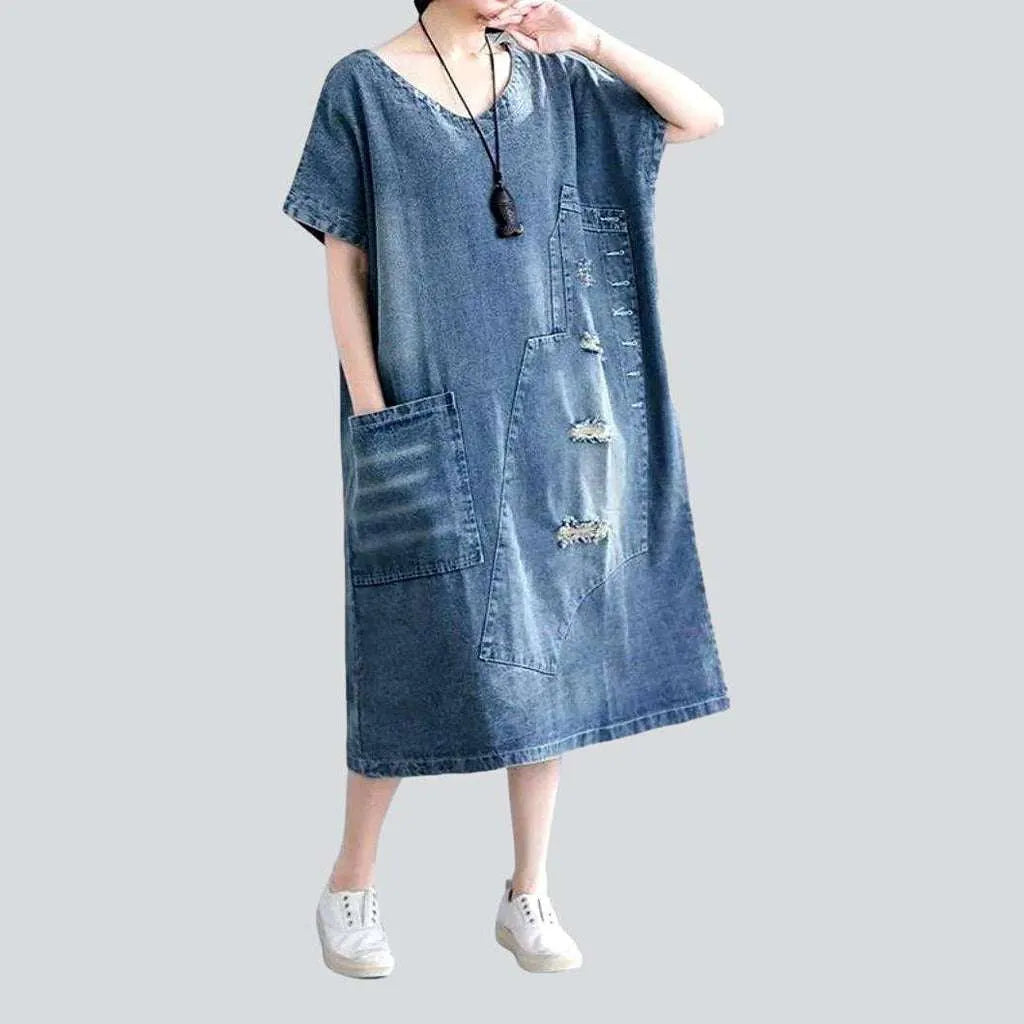 Streetwear distressed denim dress | Jeans4you.shop