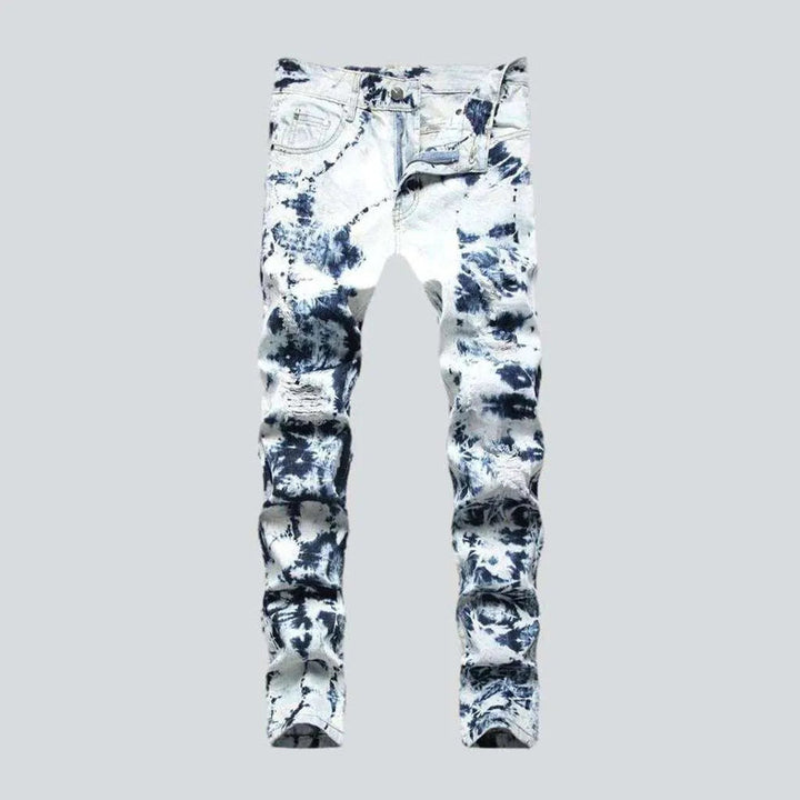Tie-dyed distressed jeans for men | Jeans4you.shop