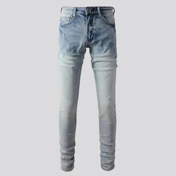 Skinny men's furrowed jeans