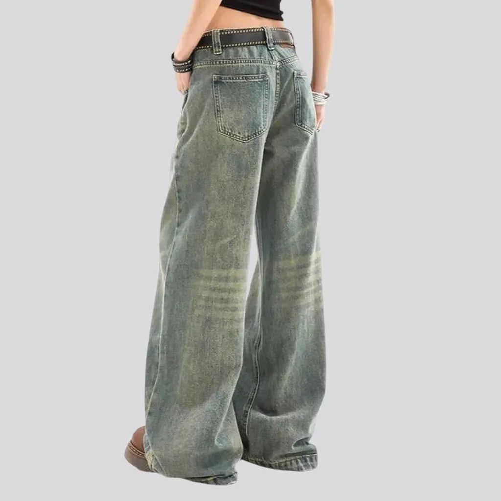 Retro slouchy fit boho women's jeans