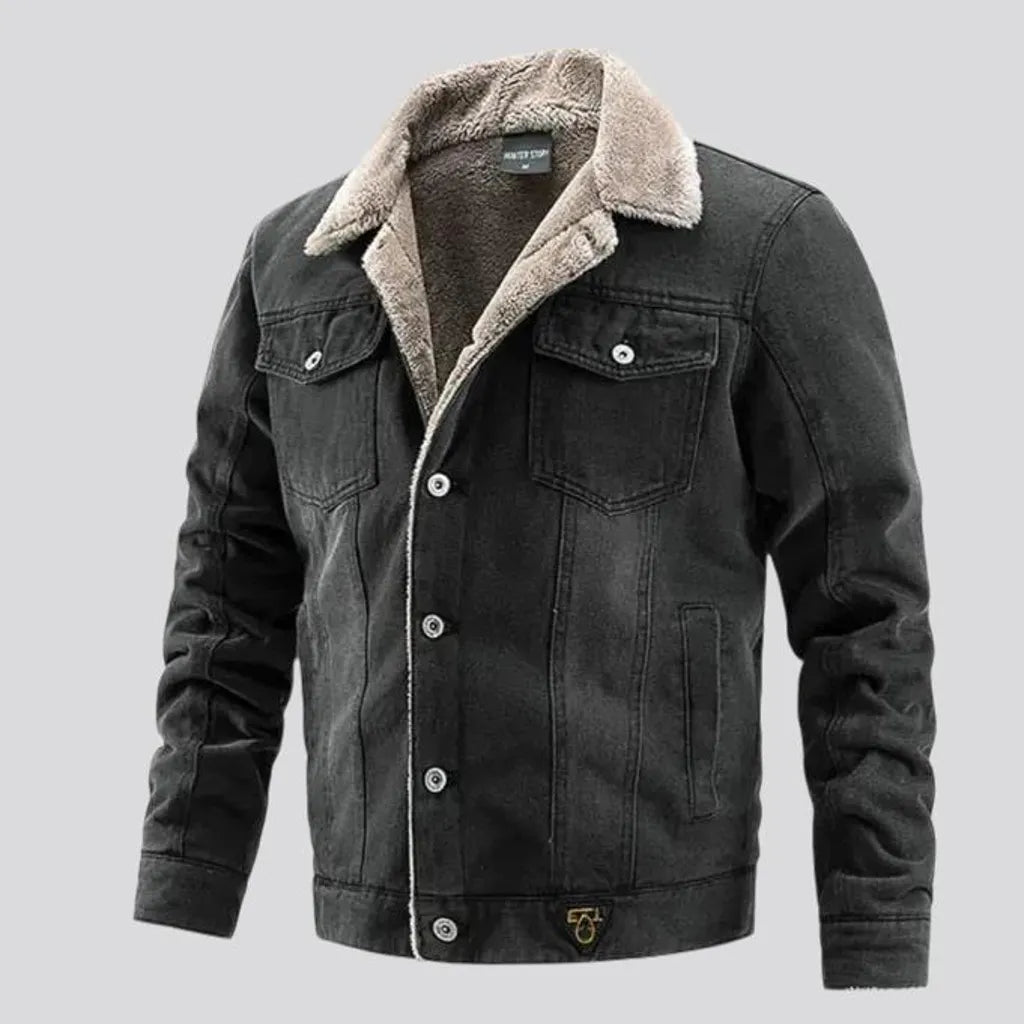 Casual light sanded men's denim jacket