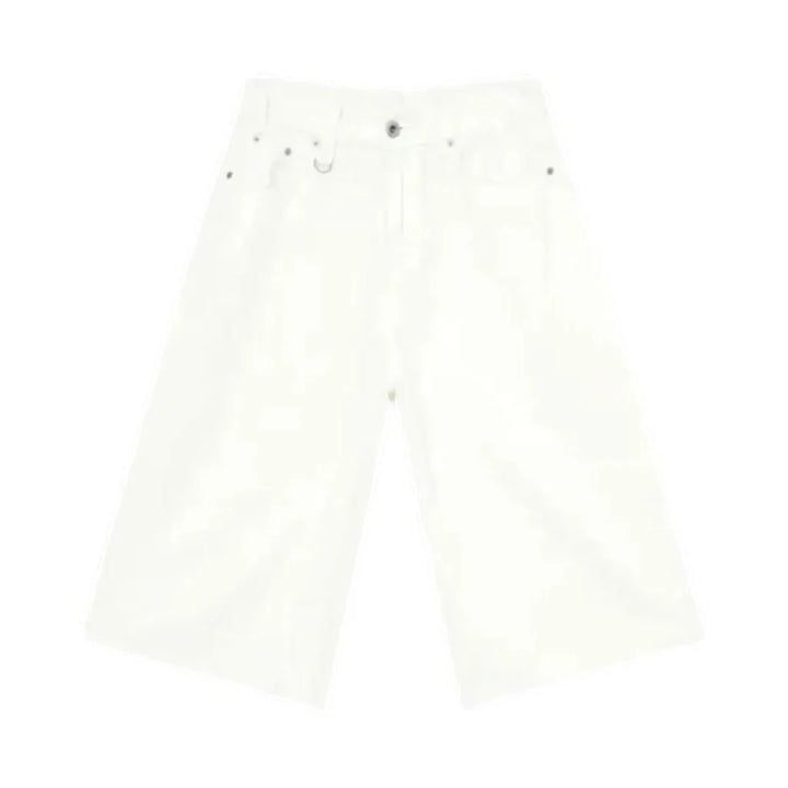 Stylish Monochrome Mid Rise Men's Denim Shorts - White