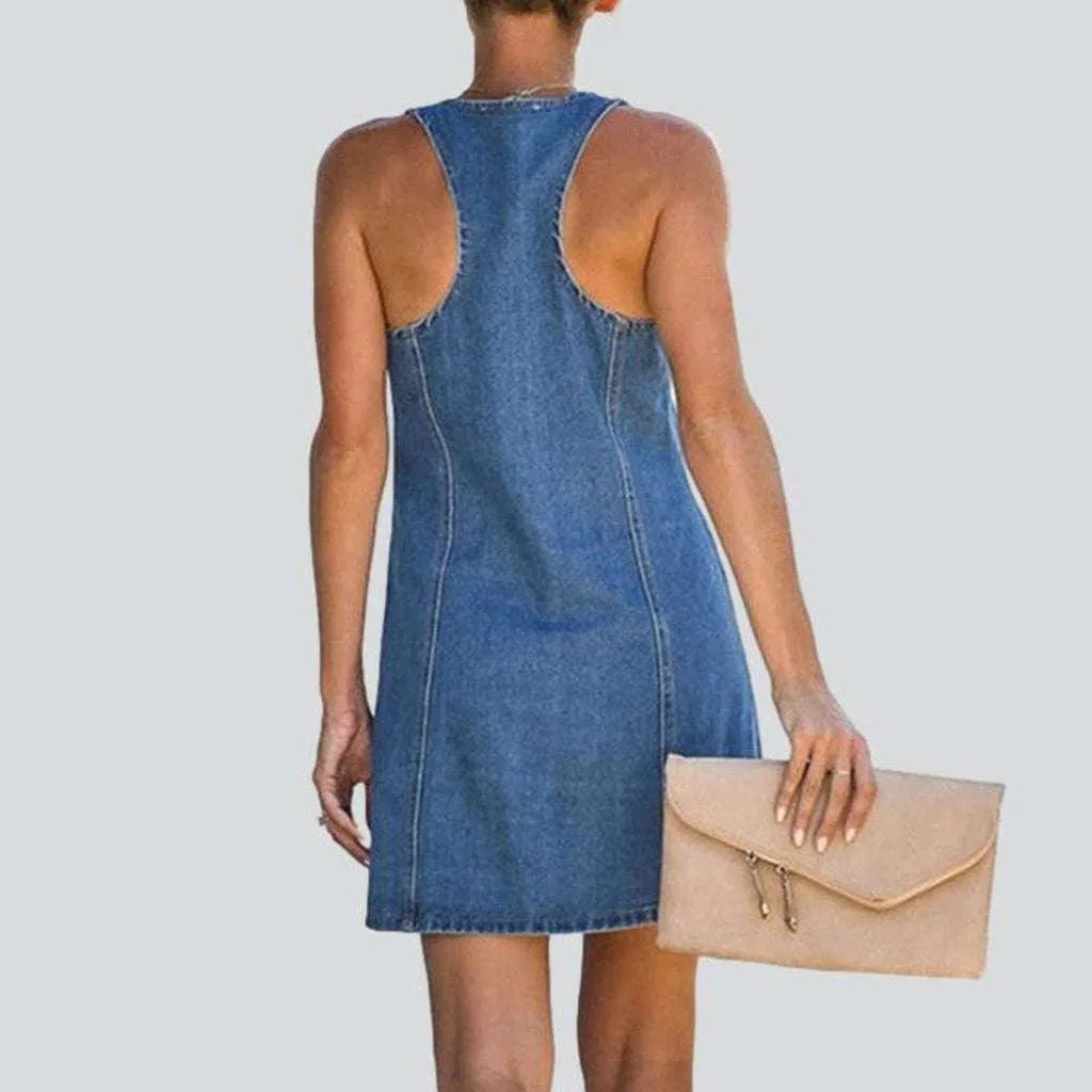 Sleeveless women's summer denim dress