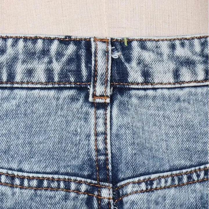 Vintage light pattern jeans shorts for women