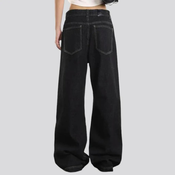 Floor-length black jeans
 for women