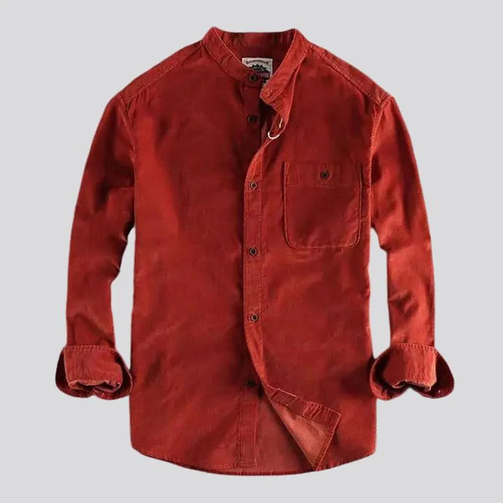 Boho style casual men's corduroy shirt