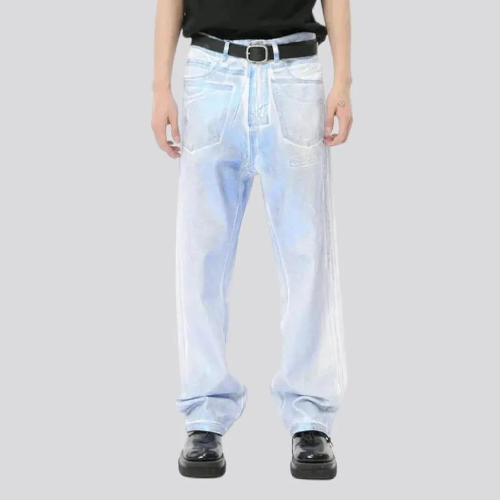 Street style loose fit painted men's jeans