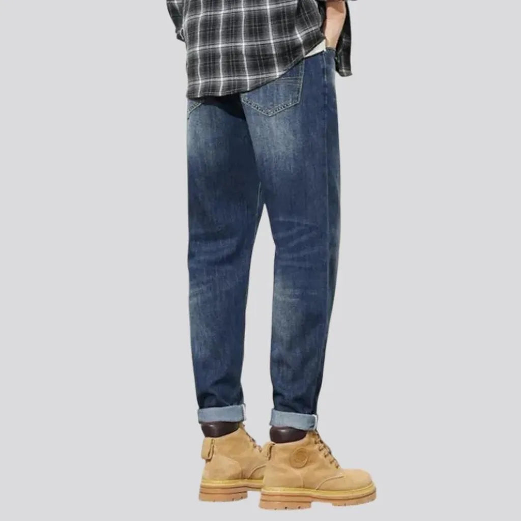 Loose-fit stretchable mid-waist men's jeans