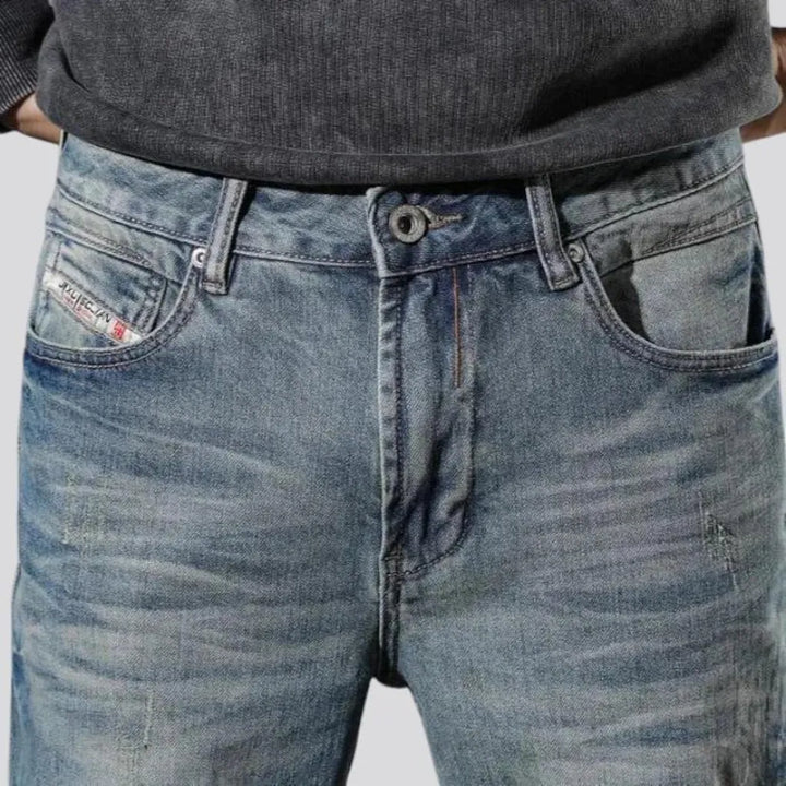 Casual retro rolled cuffs men's jeans