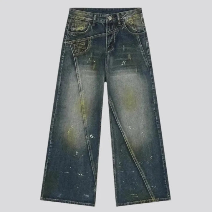 Whiskered vintage style men's jeans