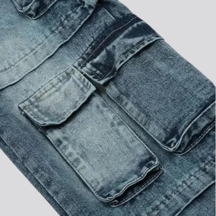 Vintage whiskered cargo men's jeans