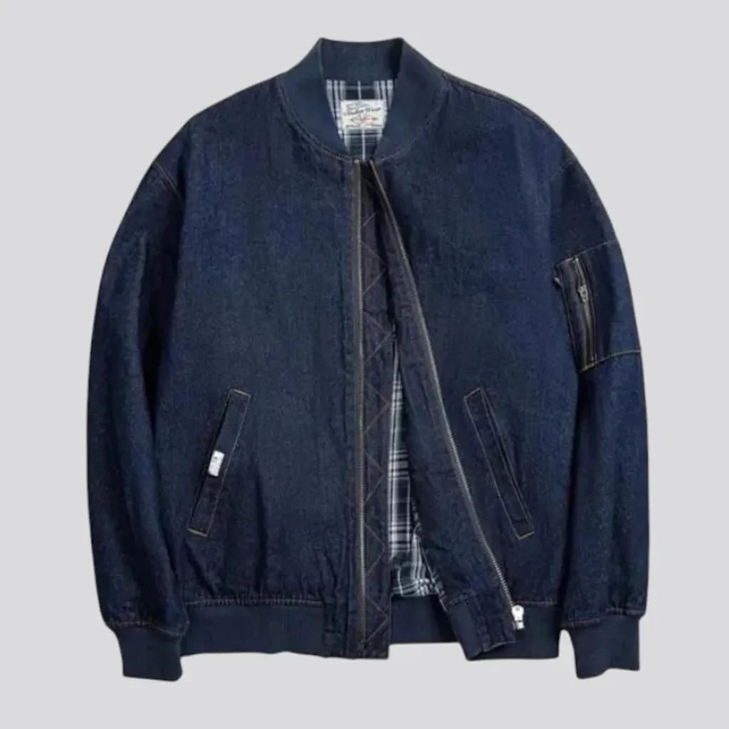 Oversized jeans bomber jacket for men