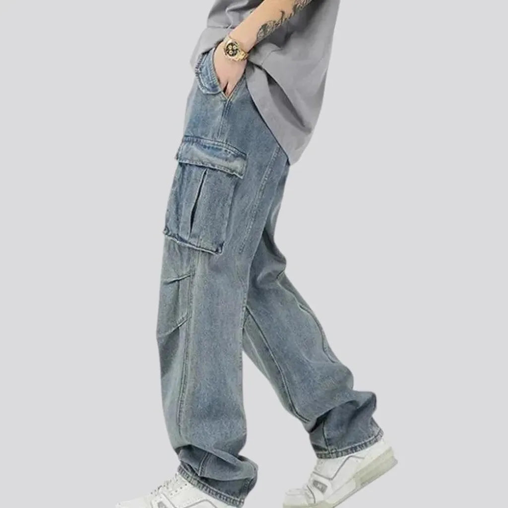 Baggy fit multi pocket men's jeans