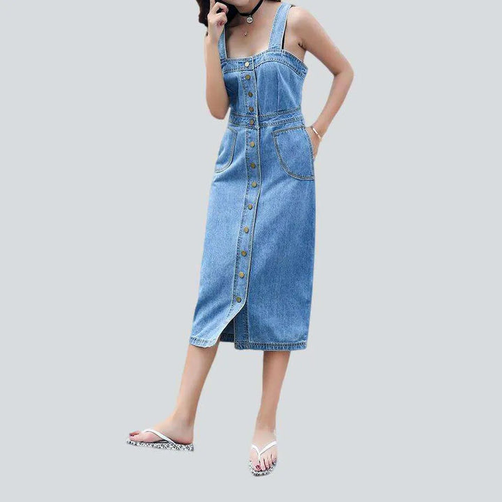 90s light denim tank dress