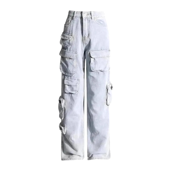 90s Style Light Fabric Women's Jeans - Light Blue