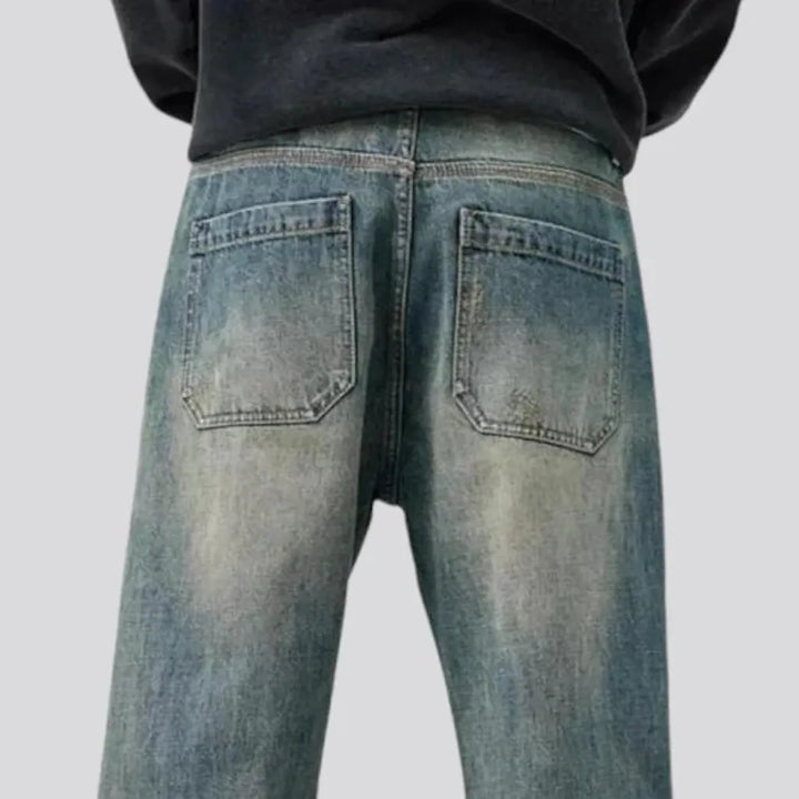 Whiskered baggy vintage men's jeans