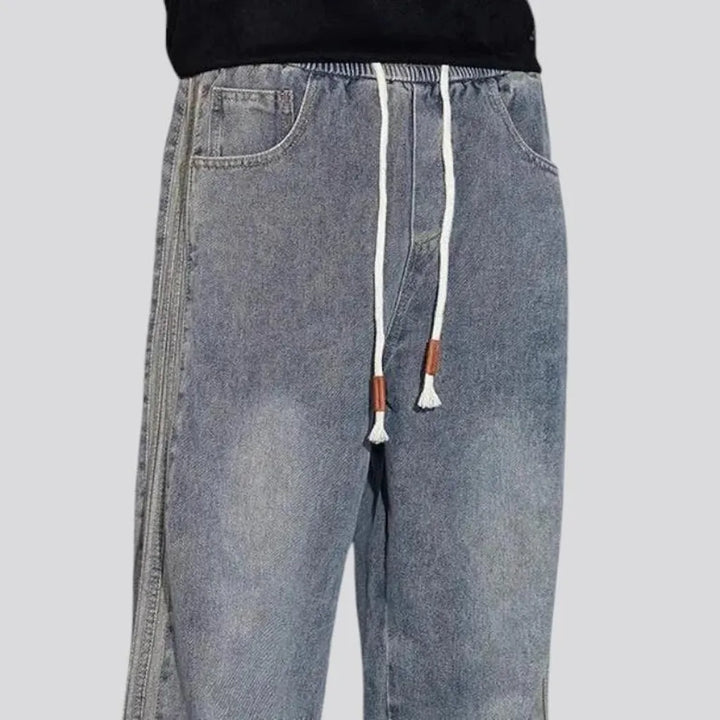 Insulated mid-waist baggy men's jeans