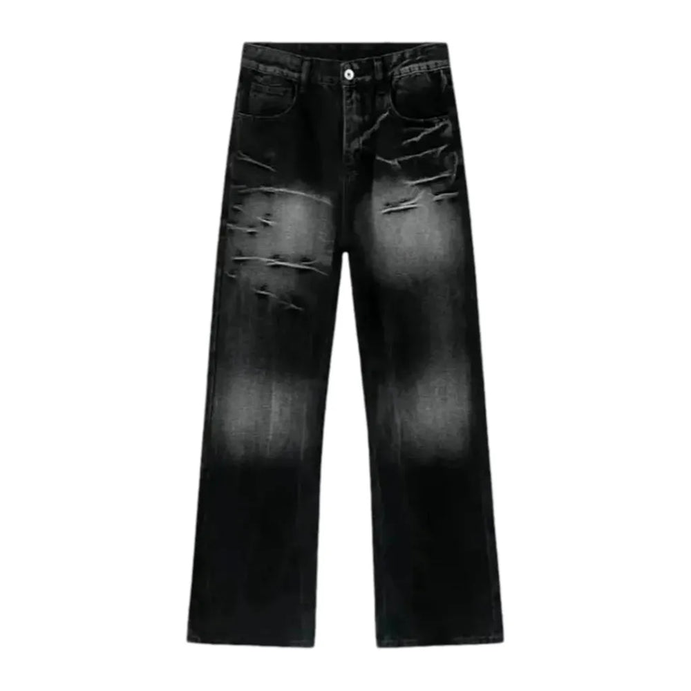 Vintage Sanded Men's Jeans - Black