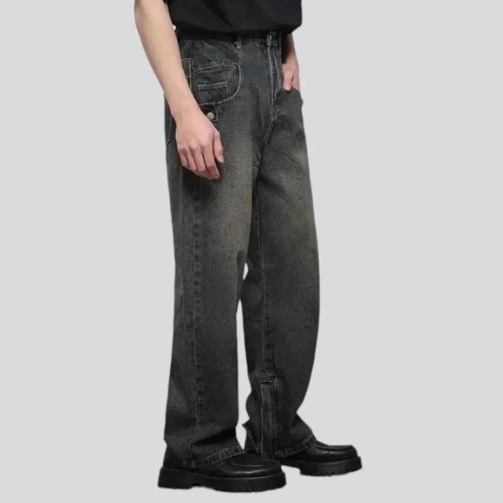 Boho sanded mid-rise jeans for men