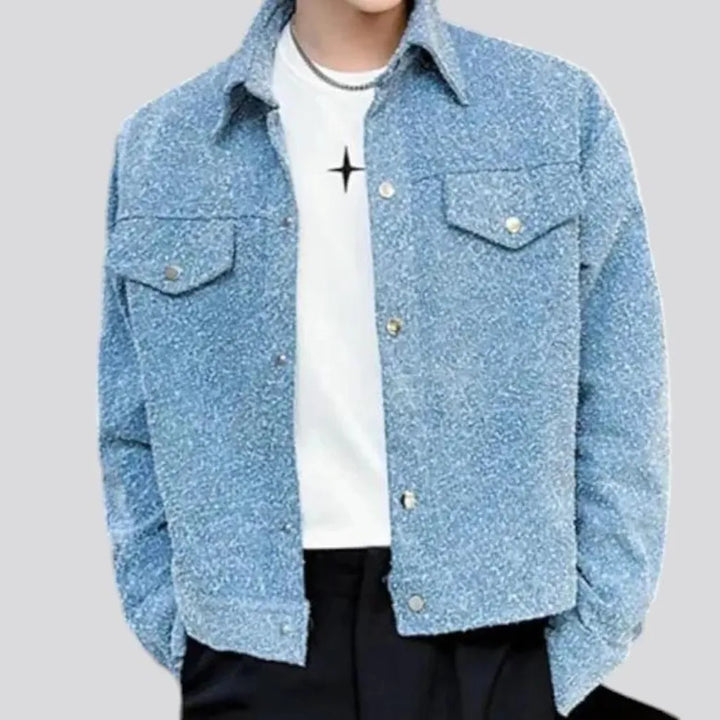 Regular fit medium length men's denim jacket