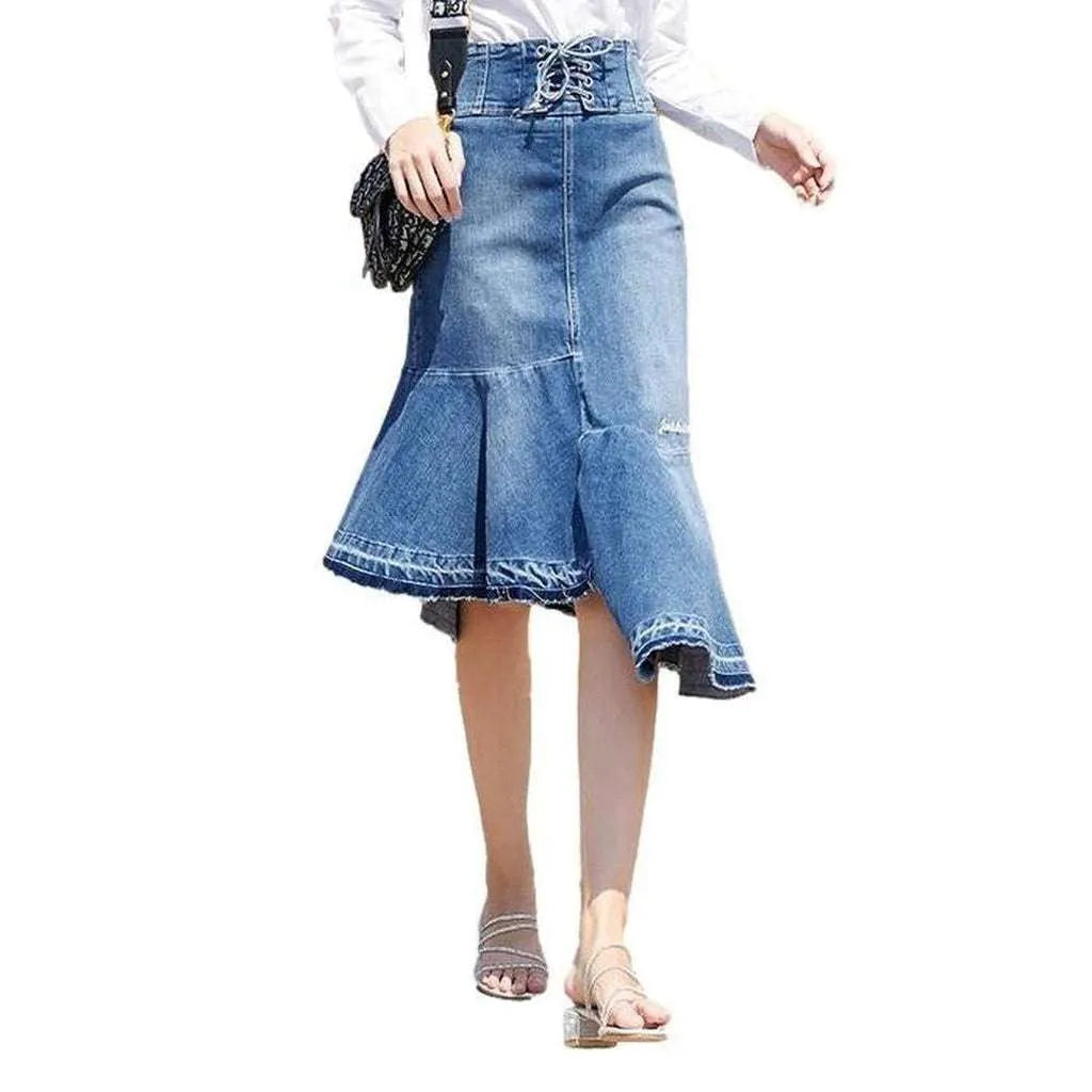 Asymmetric mermaid women's jeans skirt