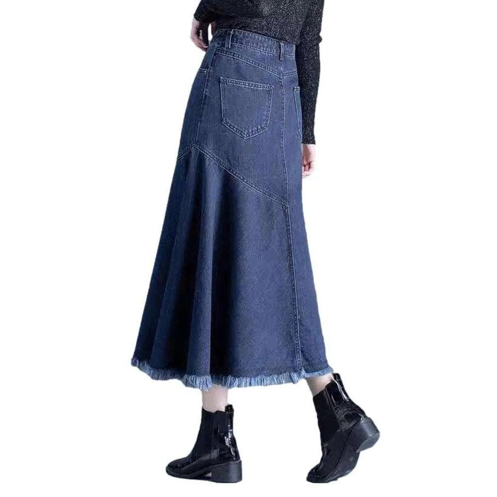 Asymmetric trumpet women's denim skirt