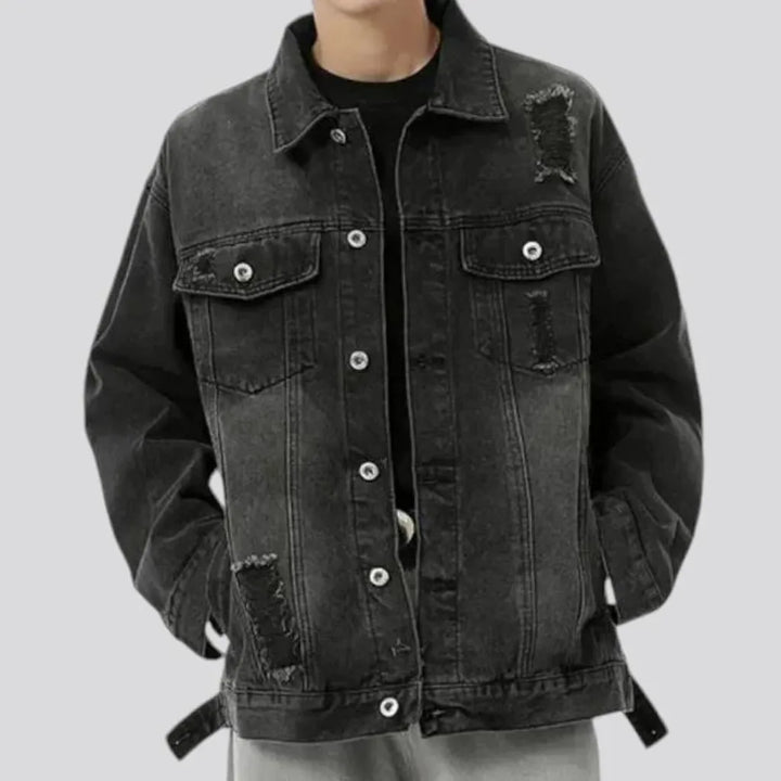 Distressed oversized men's denim jacket