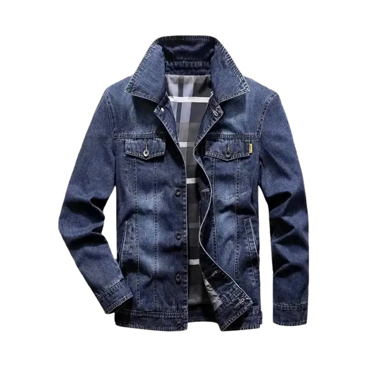 Sanded Slim-fit Men's Jean Jacket - Blue