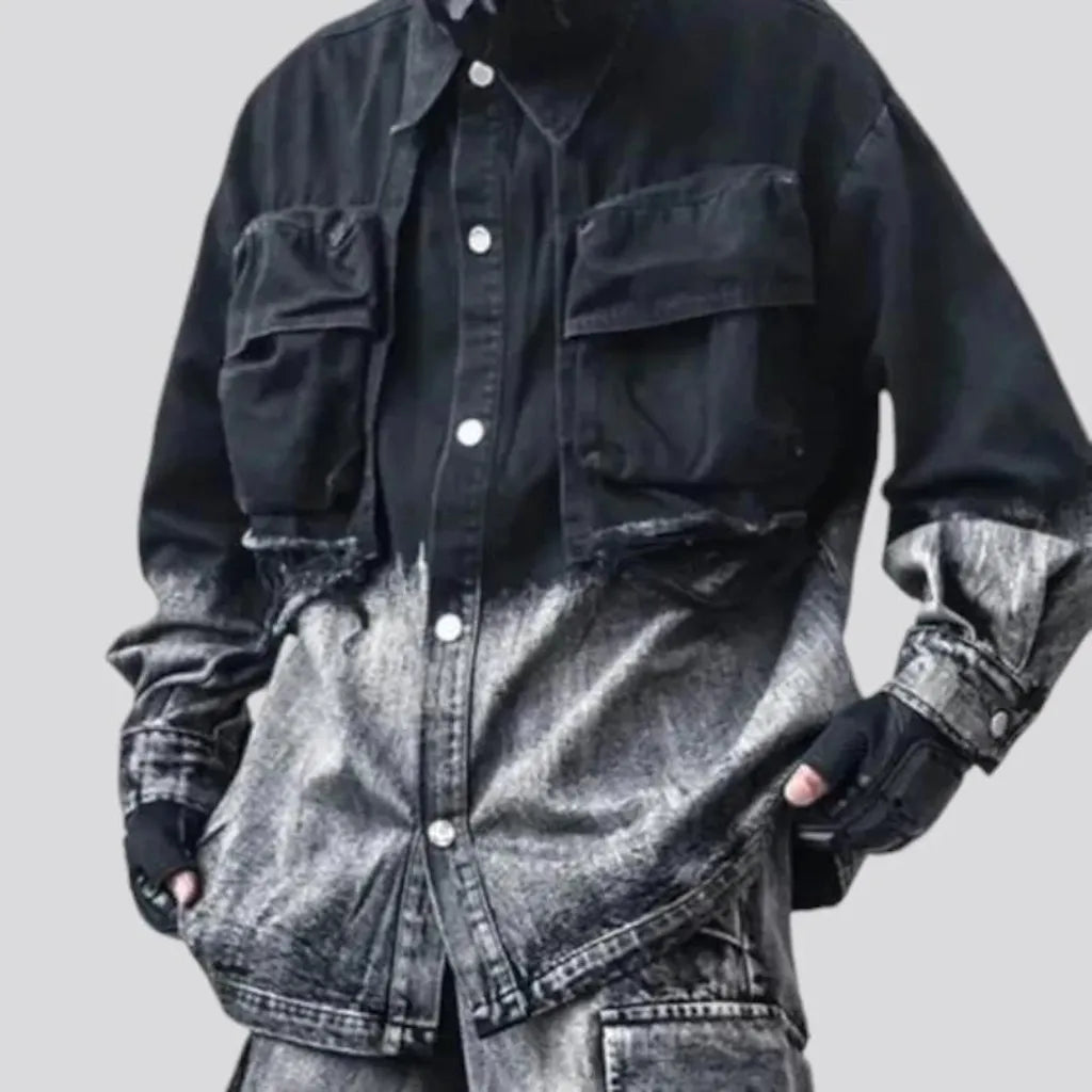 Oversized boho men's denim jacket