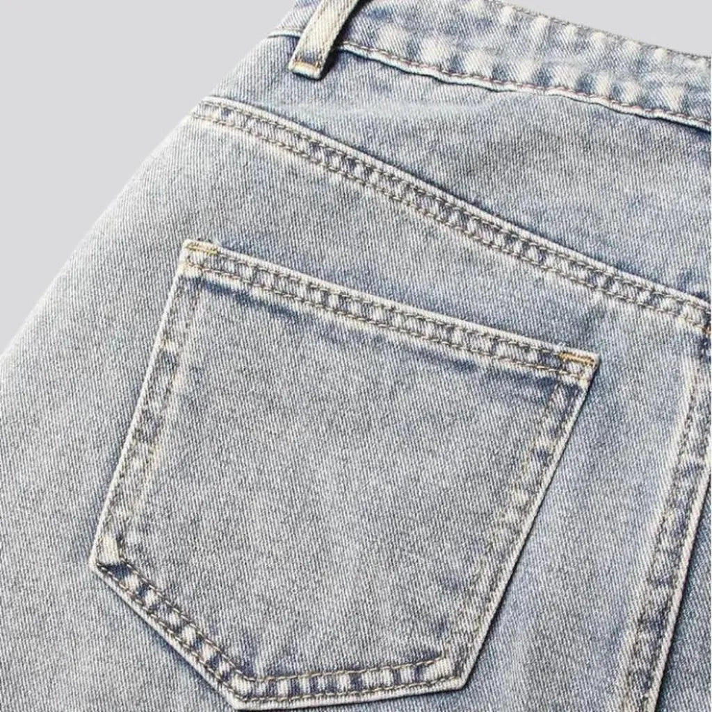 Hollow out high-waist jean skirt