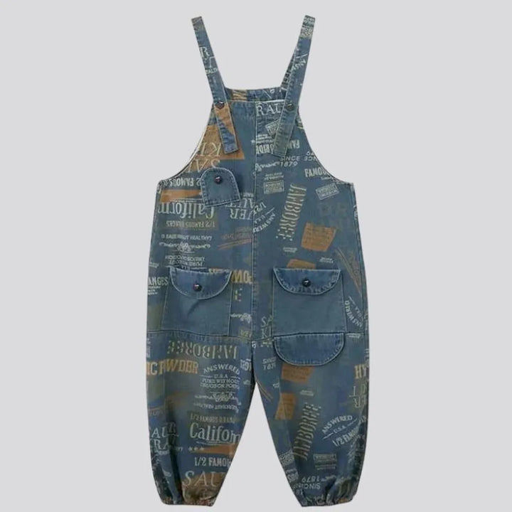 painted, baggy, vintage, roomy-pockets, suspenders, women's jumpsuit | Jeans4you.shop