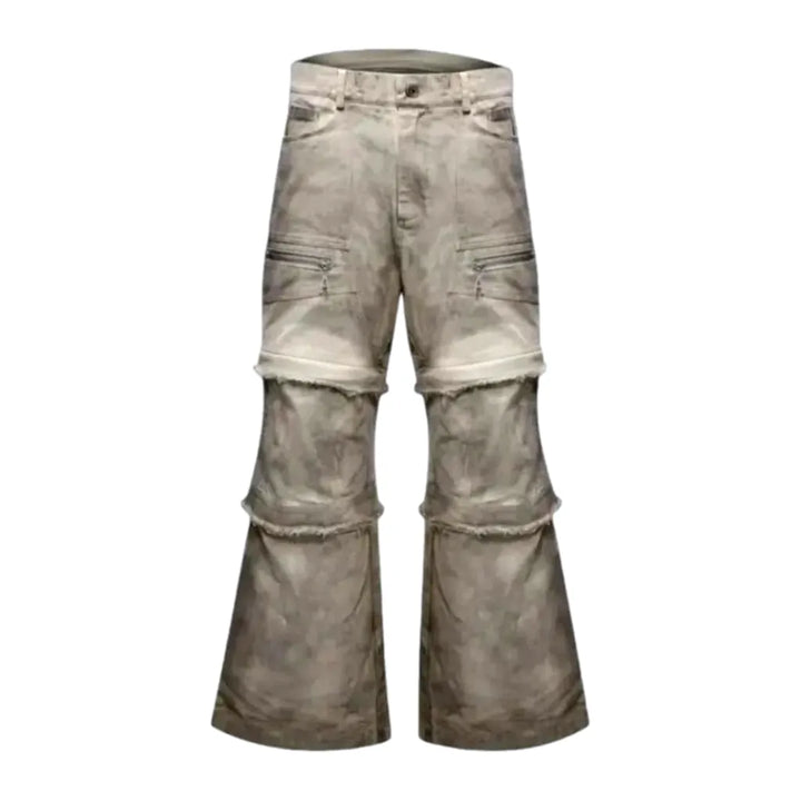 Stylish Boho Painted Baggy Jeans for Men - Sand