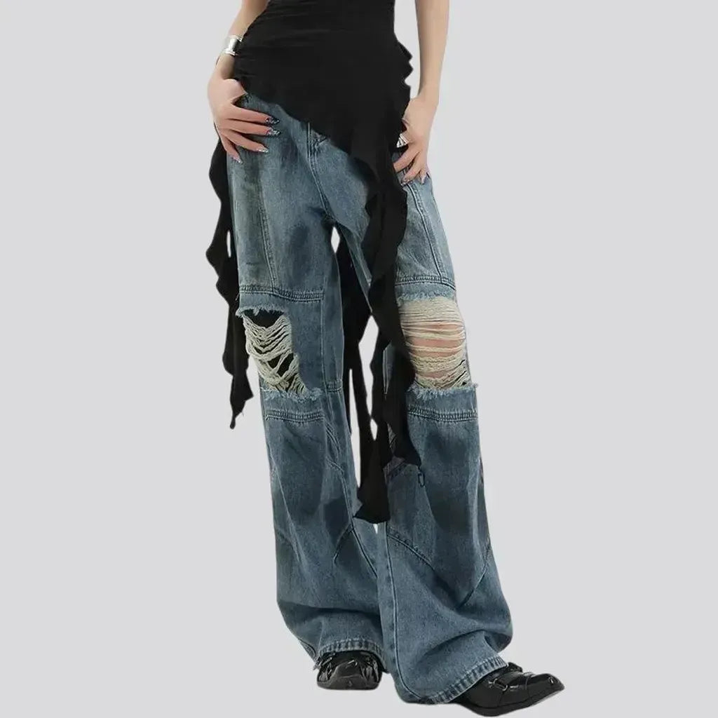 Distressed boho jeans for women