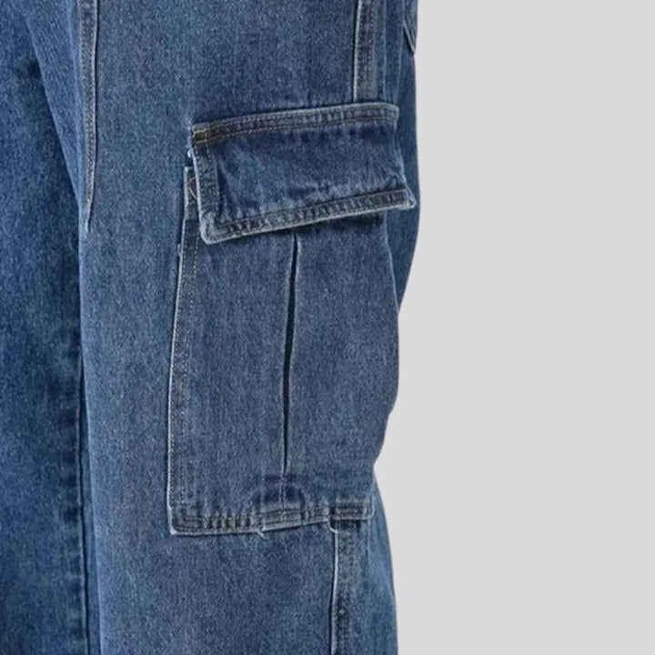 Washed out cargo pockets men's jeans