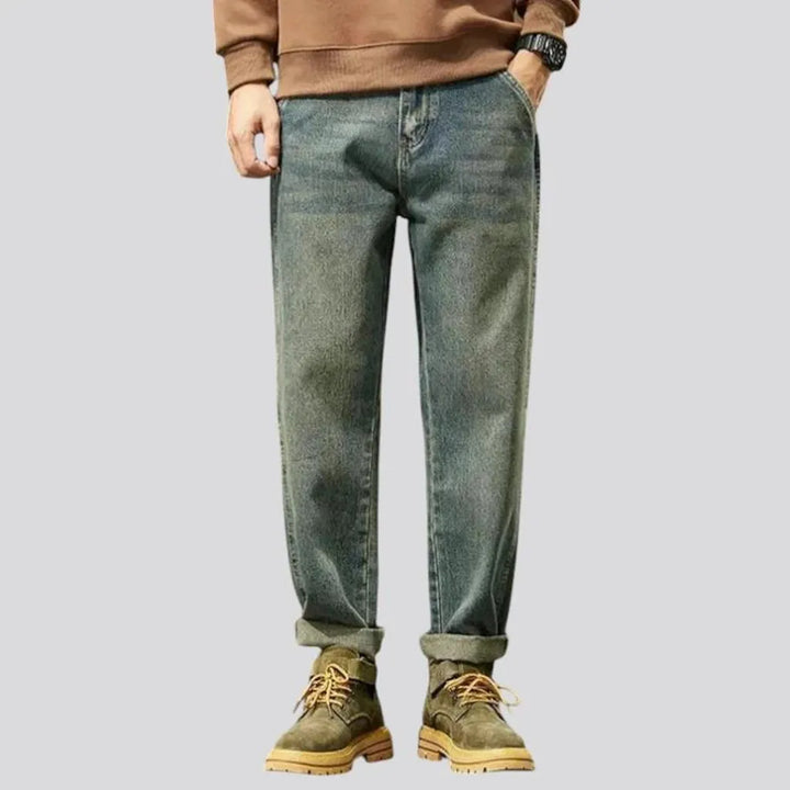 Vintage style roomy faded men's jeans