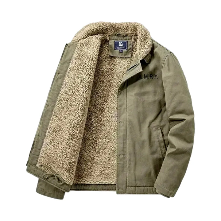 Fashionable Men's Sherpa Coat - Green