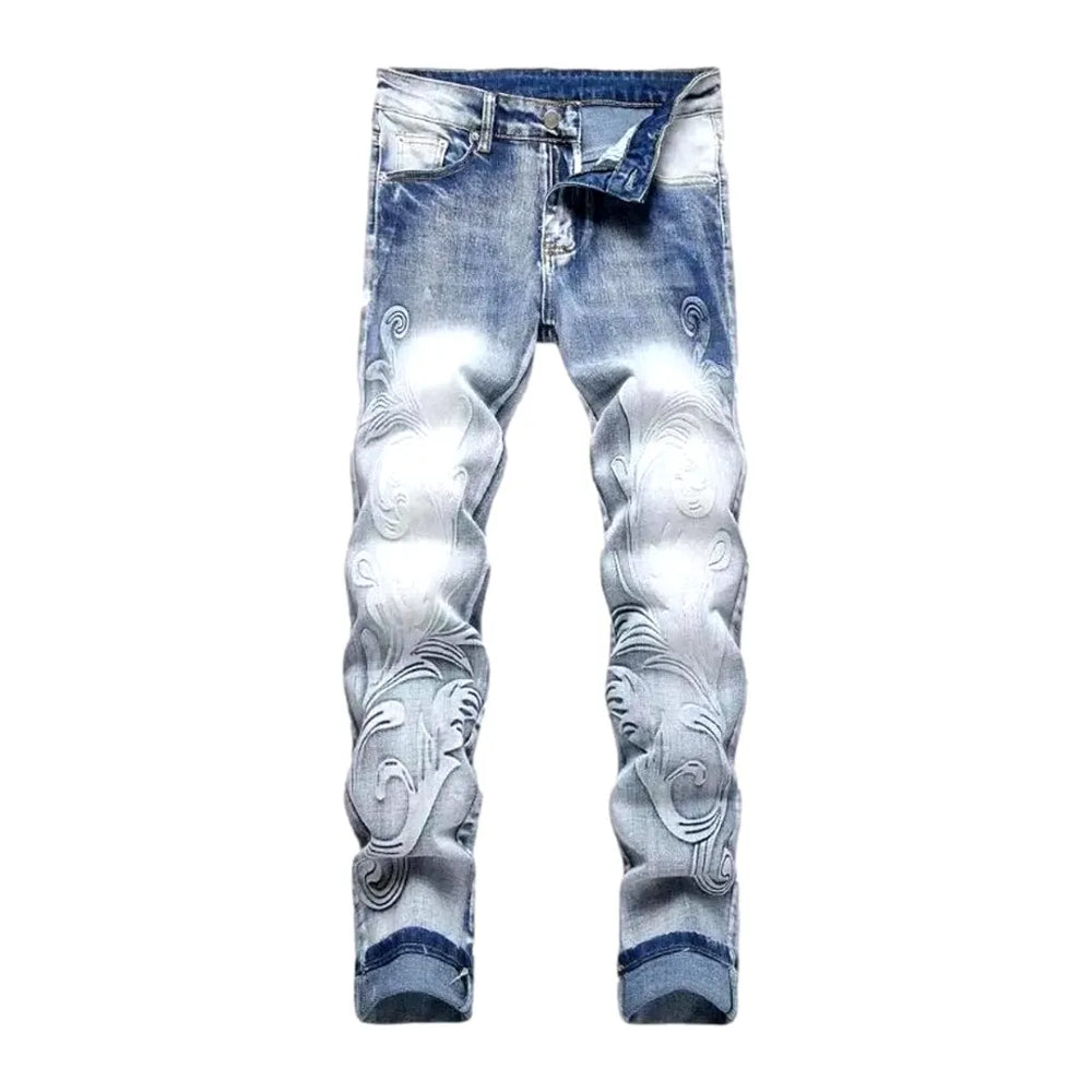 Skinny Fit Stylish Ethnic Men's Jeans - Light Blue