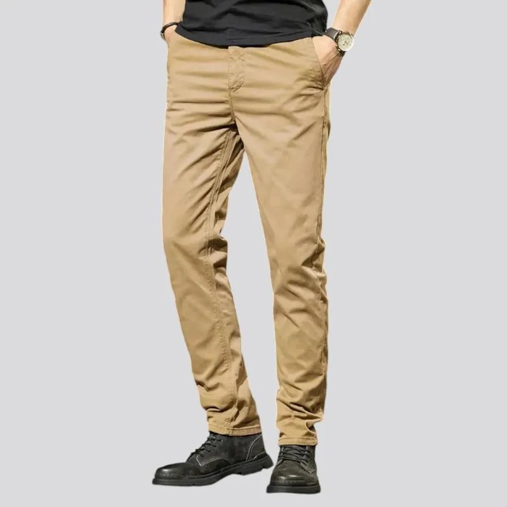 Stretchable mid rise men's denim chinos jeans