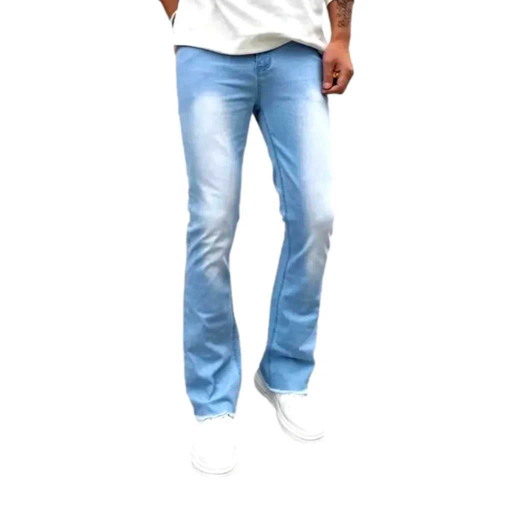 Mid Rise Sanded Men's Jeans - Light Blue