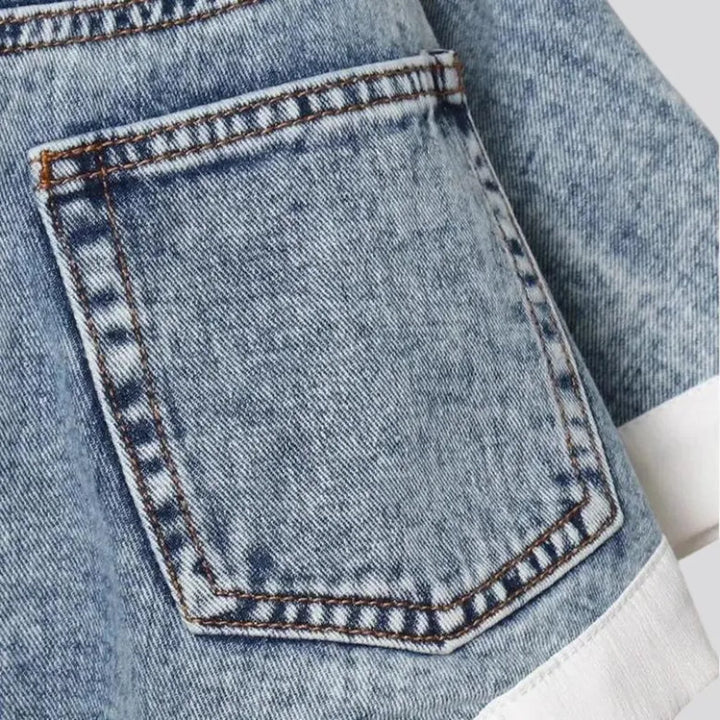 Vintage light pattern jeans shorts for women